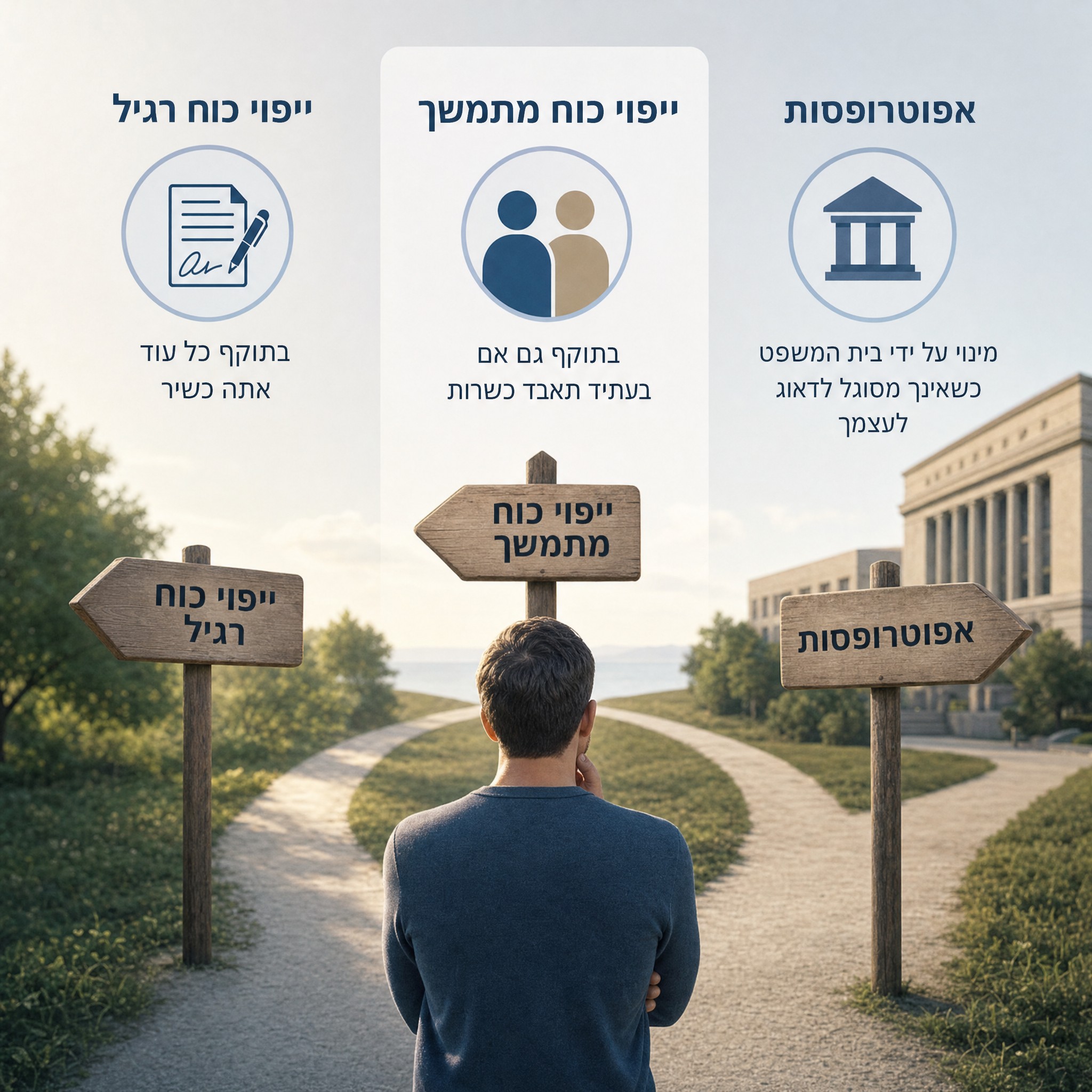 ייפוי כוח מתמשך הוא כלי לפי תיקון 18 לחוק הכשרות המשפטית והאפוטרופסות. מה ההבדל מייפוי כוח רגיל ומאפוטרופסות, מי מוסמך לערוך אותו, ומתי הוא נכנס לתוקף