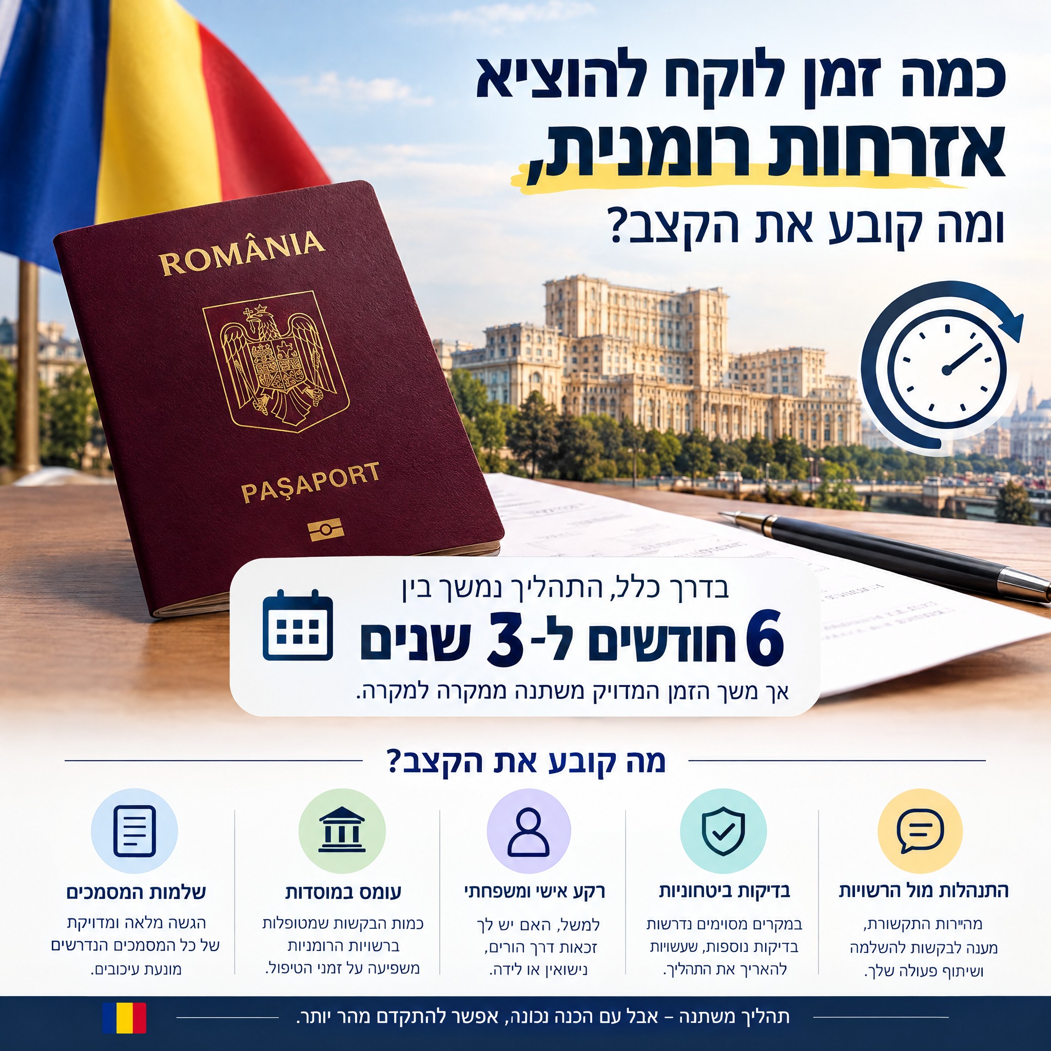 כמה זמן לוקח להוציא אזרחות רומנית, ומה קובע את הקצב