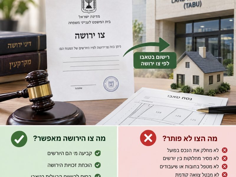 רישום בטאבו לפי צו ירושה, ומה הצו עצמו לא פותר